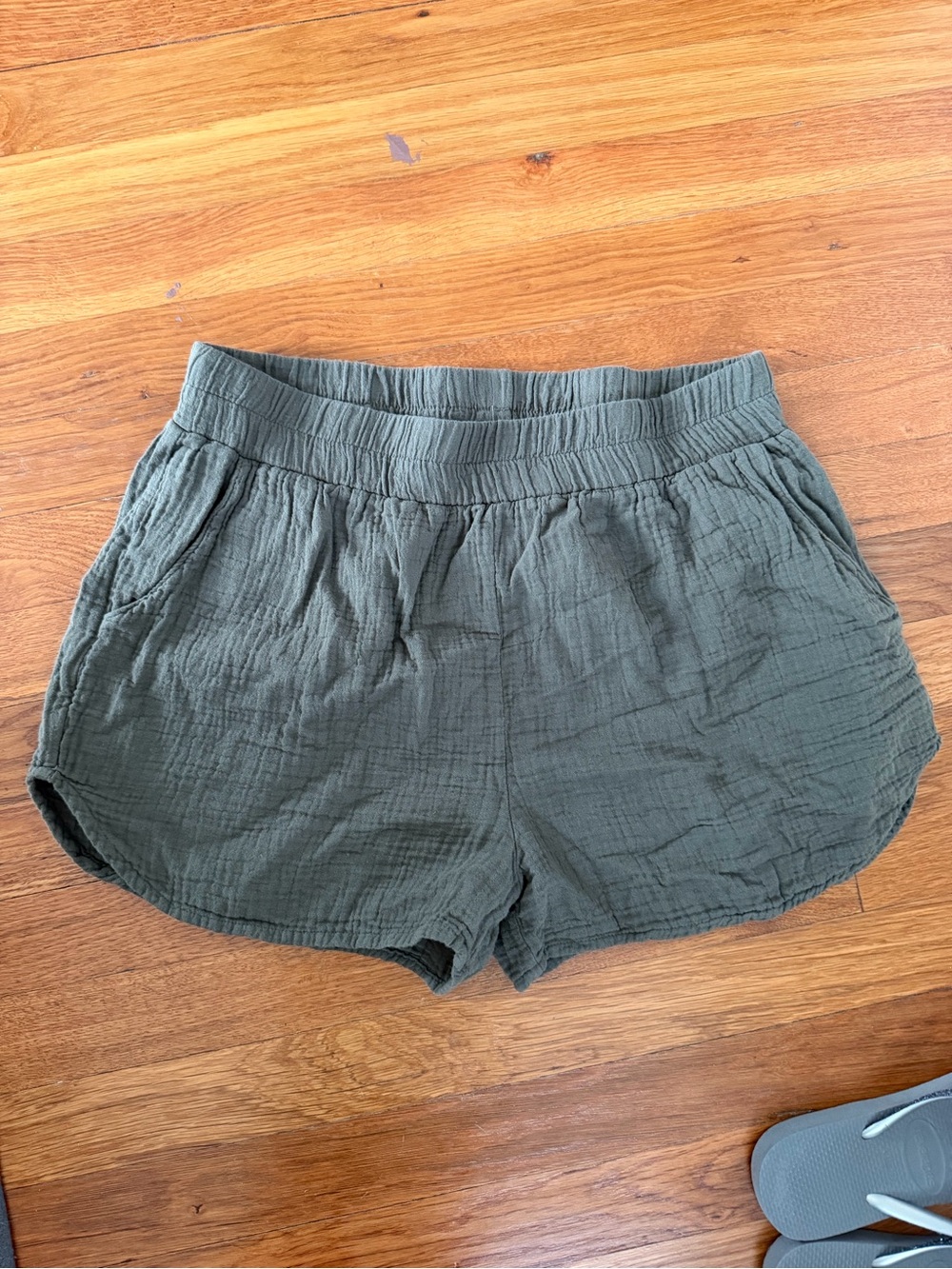 bobi olive green textured athletic shorts